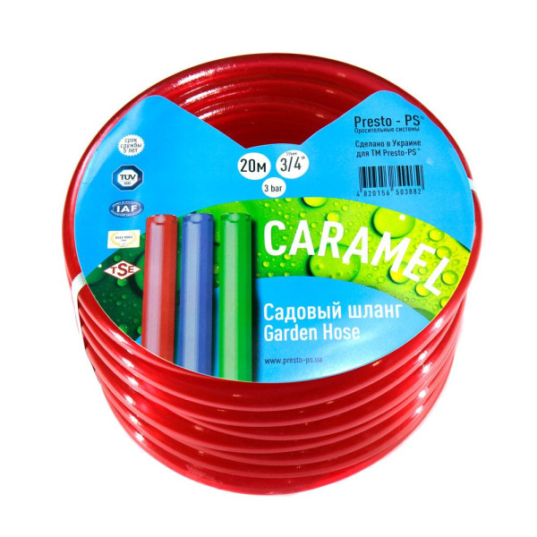 Шланг поливальний Presto-PS силікон садовий Caramel (червоний) діаметр 3/4 дюйма, довжина 20 м (SE-3/4 20) -1